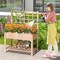 Costway Raised Garden Bed Elevated Wooden Planter Box with Trellis & Open Storage Shelf